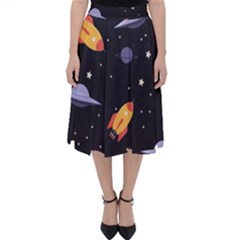 Cosmos Rockets Spaceships Ufos Classic Midi Skirt by Amaryn4rt