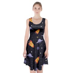 Cosmos Rockets Spaceships Ufos Racerback Midi Dress