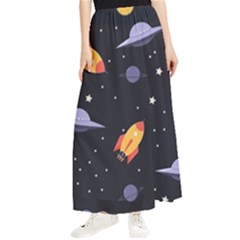 Cosmos Rockets Spaceships Ufos Maxi Chiffon Skirt