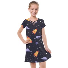 Cosmos Rockets Spaceships Ufos Kids  Cross Web Dress