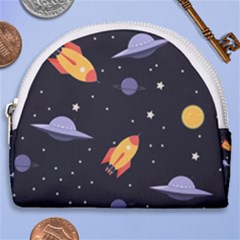 Cosmos Rockets Spaceships Ufos Horseshoe Style Canvas Pouch