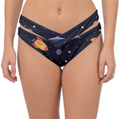 Cosmos Rockets Spaceships Ufos Double Strap Halter Bikini Bottom