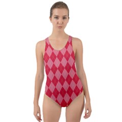 Red Diamonds Cut-out Back One Piece Swimsuit by ArtsyWishy