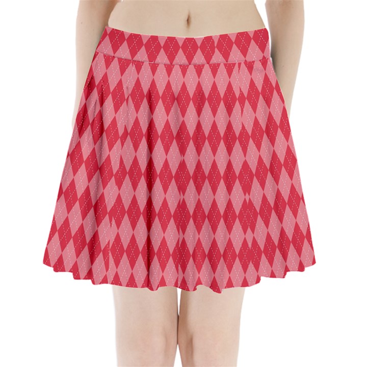 Red Diamonds Pleated Mini Skirt