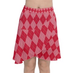 Red Diamonds Chiffon Wrap Front Skirt by ArtsyWishy