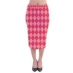 Red Diamonds Velvet Midi Pencil Skirt by ArtsyWishy