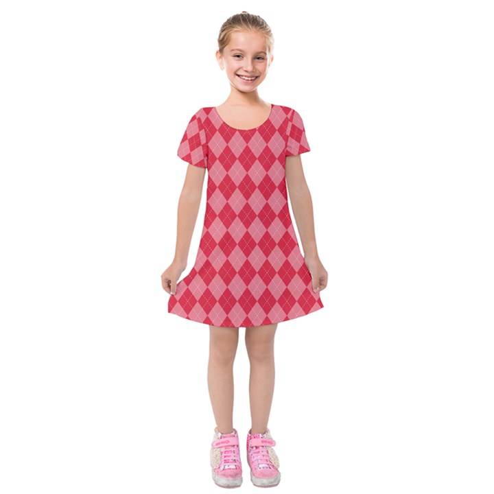 Red Diamonds Kids  Short Sleeve Velvet Dress