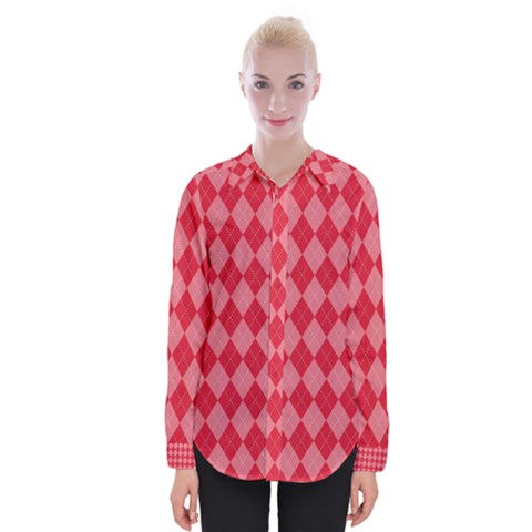 Red Diamonds Womens Long Sleeve Shirt by ArtsyWishy