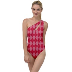 Red Diamonds To One Side Swimsuit by ArtsyWishy