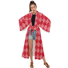 Red Diamonds Maxi Kimono by ArtsyWishy