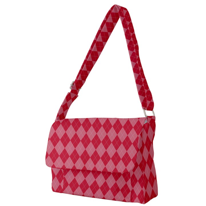 Red Diamonds Full Print Messenger Bag (L)