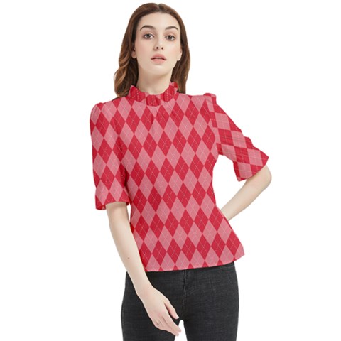 Red Diamonds Frill Neck Blouse by ArtsyWishy