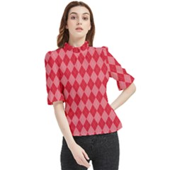 Red Diamonds Frill Neck Blouse