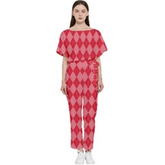 Red Diamonds Batwing Lightweight Jumpsuit