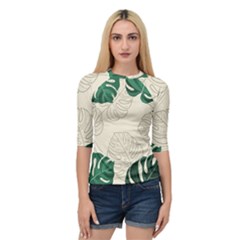 Green Monstera Leaf Illustrations Quarter Sleeve Raglan Tee