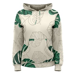 Green Monstera Leaf Illustrations Women s Pullover Hoodie