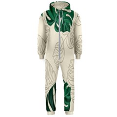 Green Monstera Leaf Illustrations Hooded Jumpsuit (men) 