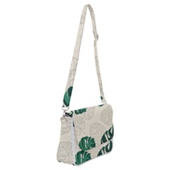 Green Monstera Leaf Illustrations Shoulder Bag With Back Zipper by HermanTelo