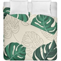 Green Monstera Leaf Illustrations Duvet Cover Double Side (king Size)