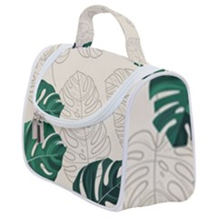 Green Monstera Leaf Illustrations Satchel Handbag