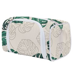 Green Monstera Leaf Illustrations Toiletries Pouch