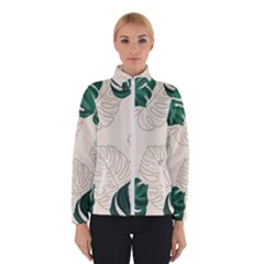 Green Monstera Leaf Illustrations Winter Jacket