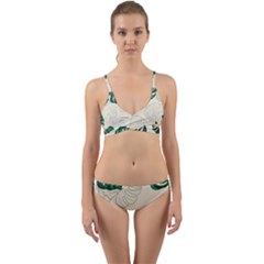 Green Monstera Leaf Illustrations Wrap Around Bikini Set by HermanTelo