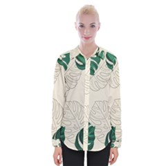 Green Monstera Leaf Illustrations Womens Long Sleeve Shirt