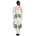 Green Monstera Leaf Illustrations Shoulder Tie Bardot Midi Dress View2