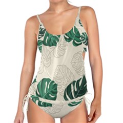 Green Monstera Leaf Illustrations Tankini Set by HermanTelo