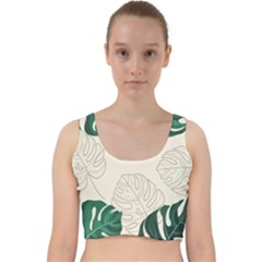 Green Monstera Leaf Illustrations Velvet Racer Back Crop Top