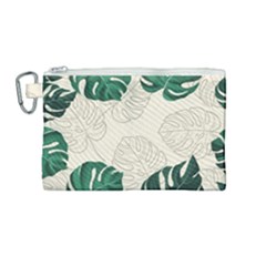 Green Monstera Leaf Illustrations Canvas Cosmetic Bag (medium) by HermanTelo