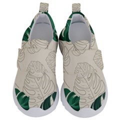 Green Monstera Leaf Illustrations Kids  Velcro No Lace Shoes by HermanTelo