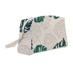 Green Monstera Leaf Illustrations Wristlet Pouch Bag (medium)