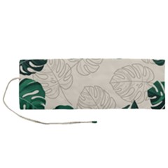 Green Monstera Leaf Illustrations Roll Up Canvas Pencil Holder (m)