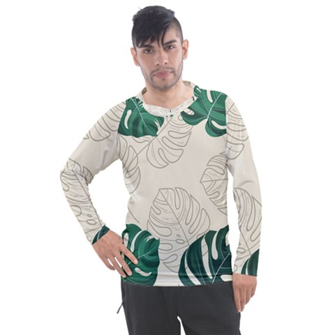 Green Monstera Leaf Illustrations Men s Pique Long Sleeve Tee by HermanTelo