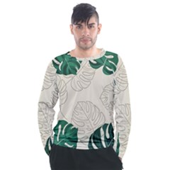 Green Monstera Leaf Illustrations Men s Long Sleeve Raglan Tee