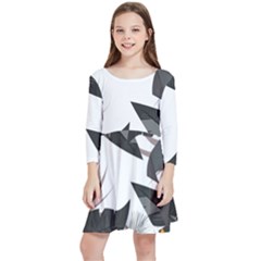 Natural Palm Plant Kids  Quarter Sleeve Skater Dress