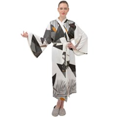 Natural Palm Plant Maxi Velour Kimono