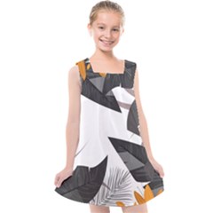 Natural Palm Plant Kids  Cross Back Dress