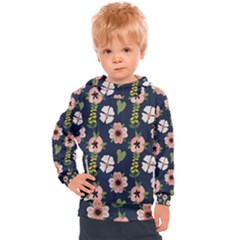 Flower White Grey Pattern Floral Kids  Hooded Pullover