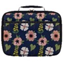 Flower White Grey Pattern Floral Full Print Lunch Bag View1