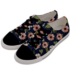 Flower White Grey Pattern Floral Men s Low Top Canvas Sneakers by Dutashop