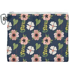 Flower White Grey Pattern Floral Canvas Cosmetic Bag (xxxl)