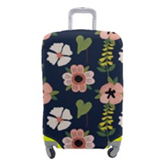 Flower White Grey Pattern Floral Luggage Cover (small)