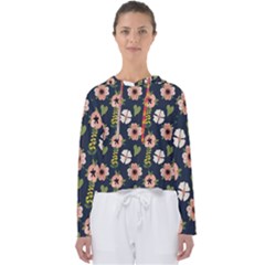 Flower White Grey Pattern Floral Women s Slouchy Sweat