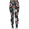 Flower White Grey Pattern Floral Lightweight Velour Classic Yoga Leggings View2