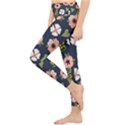 Flower White Grey Pattern Floral Lightweight Velour Classic Yoga Leggings View3