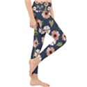 Flower White Grey Pattern Floral Lightweight Velour Classic Yoga Leggings View4