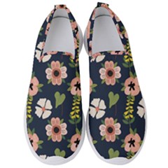 Flower White Grey Pattern Floral Men s Slip On Sneakers